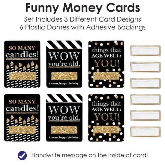 Big Dot of Happiness Adult Happy Birthday - Gold - DIY Assorted Birthday Cash Holder Gift - Funny Money Cards - Set of 6 {7}