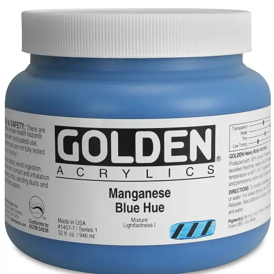 Golden Heavy Body Artist Acrylics - Manganese Blue Historic Hue, 32 oz Jar {2}
