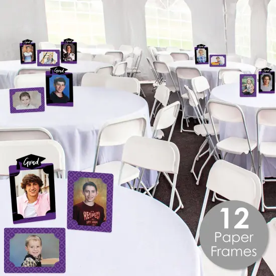 Big Dot of Happiness Purple Graduation Party Centerpieces - 4x6 Picture Display - Paper Photo Frames - Set of 12 {3}