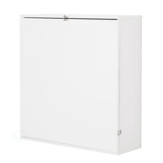 Wall Mount Laptop Fold-out Desk with Shelves White {5}