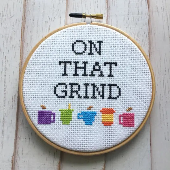 On That Grind Coffee Counted Cross Stitch DIY KIT Intermediate {3}