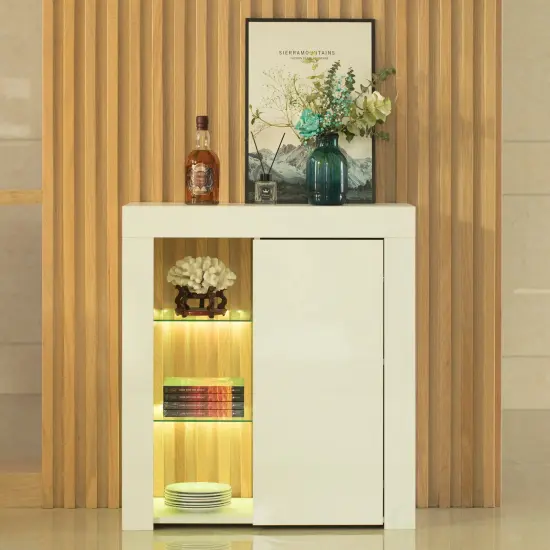 Office or Living Room Side Storage Cabinet with LED White {3}