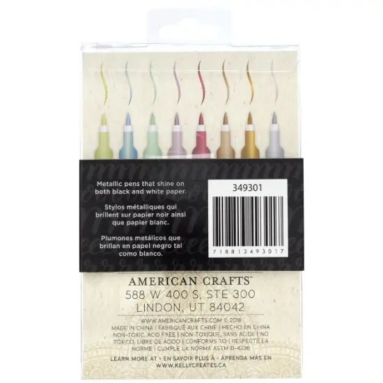 PEN - American Crafts - KC - SMALL BRUSH PENS - METALLIC JEWEL (8 PIECE) 349301 {4}