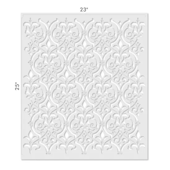 Fleur de Lis Scroll Wall Stencil | 3609 by Designer Stencils | Pattern Stencils | Reusable Stencils for Painting | Safe & Reusable Template for Wall Decor | Try This Stencil Instead of a Wallpaper | Easy to Use & Clean Art Stencil Pattern {3}