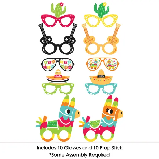 Big Dot of Happiness Pinata Party Glasses - Paper Card Stock Colorful Fiesta Photo Booth Props Kit - 10 Count {4}