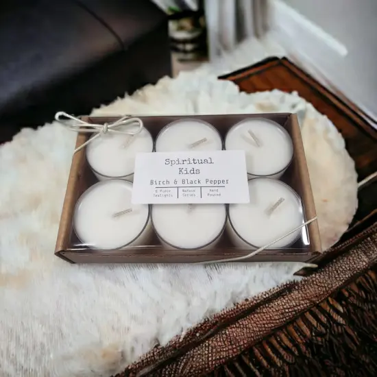 Birch & Black Pepper Soy Tealights 6 Count Hand Poured with All Natural Soy Wax and Fragrant/ Essential Oils! | Woodsy Tealights | Birthday Gift | Christmas Gift | Spicy Tealights {2}