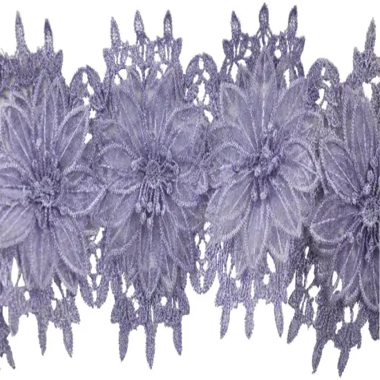 Belagio Venice Lace, 5" Wide, Dimensional Flower Design, 15-Yard Bolt,Lilac {1}