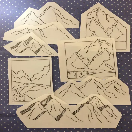 Mountains - Peel Stick and Stitch Hand Embroidery Patterns {1}