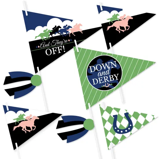 Big Dot of Happiness Kentucky Horse Derby - Triangle Horse Race Party Photo Props - Pennant Flag Centerpieces - Set of 20 {1}