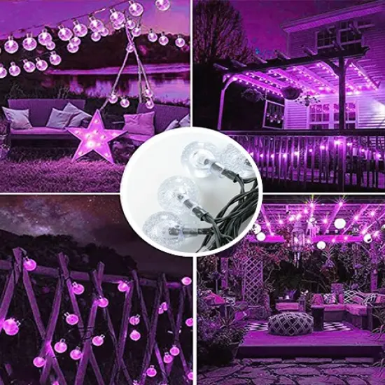 Perfect Holiday 60 LED Solar String Bulb Lights Pink {6}