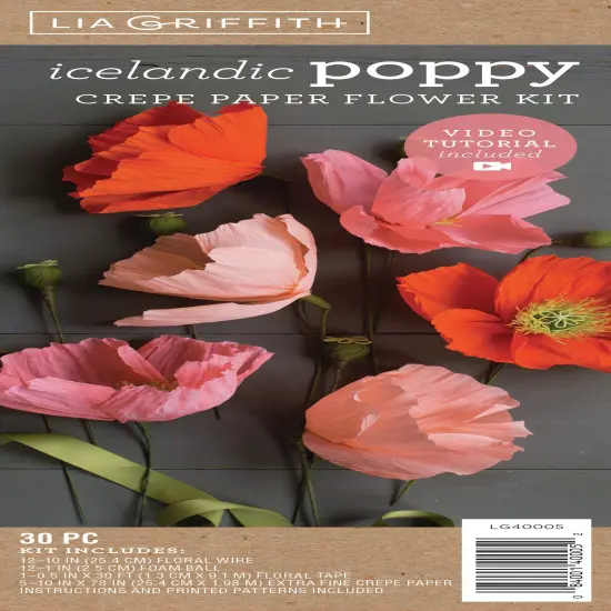 Lia Griffith Crepe Paper Flower Kit-Poppies {1}
