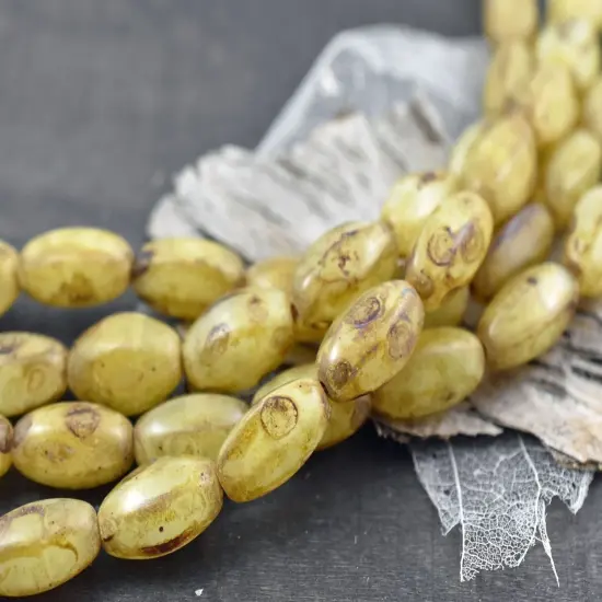 *10* 20x13mm Caramel Picasso Wedged Oval Beads {1}