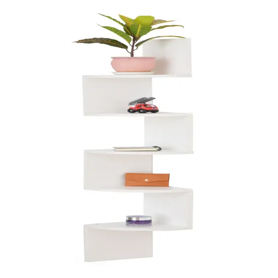 5 Tier Wall Mount Corner Shelf Black {5}