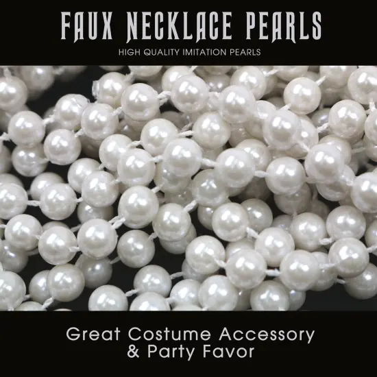 Faux White Pearl Necklaces - Pearl Beaded Necklace Party Favors - 12Pk {2}