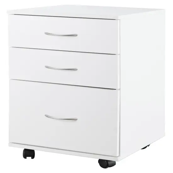 Office File Cabinet 3 Drawer Chest with Rolling Casters White {1}