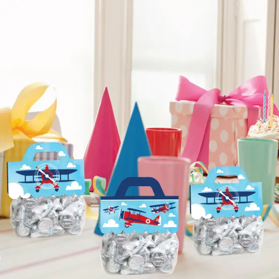 Big Dot of Happiness Taking Flight Airplane DIY Vintage Plane Baby Shower or Birthday Party Goodie Favor Bag Labels Candy Bags with Toppers 24 Ct {7}