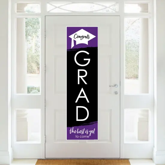 Big Dot of Happiness Purple Graduation Party Door Decoration - Vertical Banner {3}
