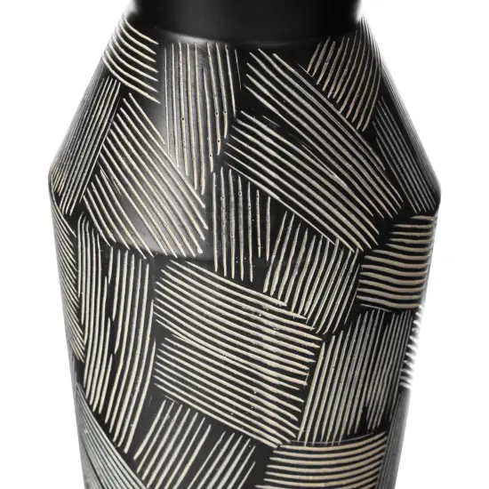 Trumpet Classic Style Straight Designed Table Vase for Entryway Dining or Living Room, Ceramic Black {2}