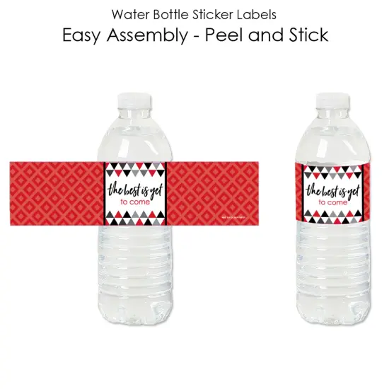 Big Dot of Happiness Red Graduation Party Water Bottle Sticker Labels - Set of 20 {3}