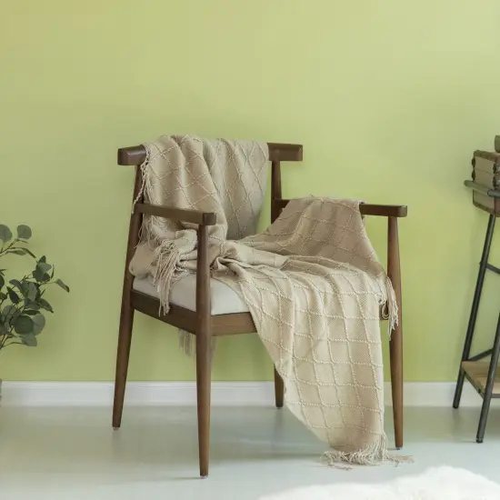 Decorative Throw Blanket - 50x60in Soft Knit with Delightful Fringe Edges for a Sophisticated and Cozy Touch to Your Living Space Lightweight, Breathable, Easy Care, Versatile, All-Season, Ideal for Lounging, Gifting Green {10}