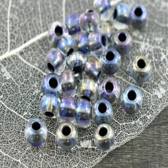 50G Black Lined Crystal AB Czech 2/0 Seed Beads {4}