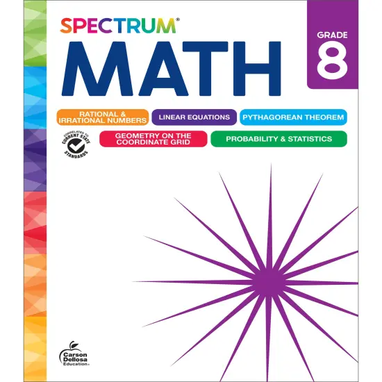Spectrum 8th Grade Math Workbook, Mathematics Middle School Books Covering Pythagorean Theorem, Geometry, Linear Equations, Rational and Irrational Numbers and More, Classroom or Homeschool Curriculum {1}