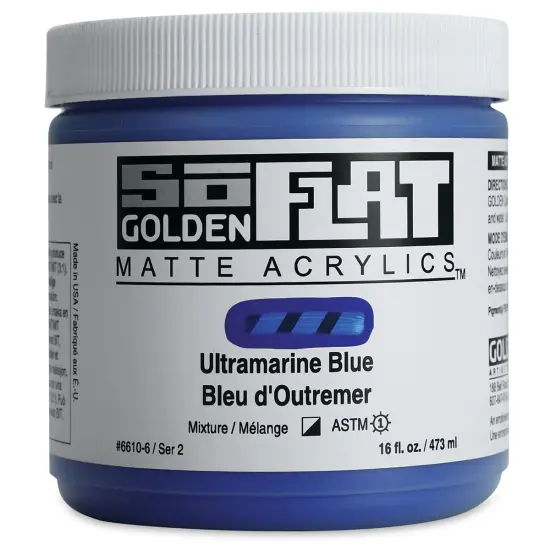 Golden SoFlat Matte Acrylic Paint - Ultramarine Blue, 473 ml, Jar {1}