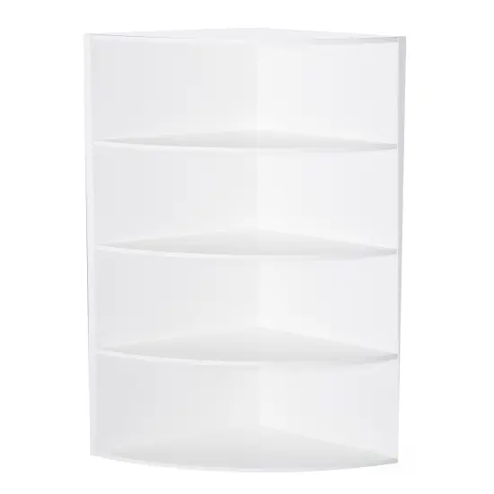 Durable 4-Tier Wooden Corner Bookshelf, Perfect for Tiny Home, Office Space, Living Room, Shelves for Bedroom, Classroom, and Library Shelving Needs White {4}