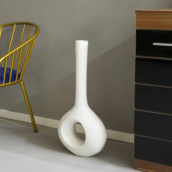 Tall Narrow Vase, Modern Floor Vase, Decorative Gift, Vase for Home Interior Design, 28 Inch ExtraLarge Tall Vase for Wedding Dinner Table Party Living Room Office Bedroom White {6}