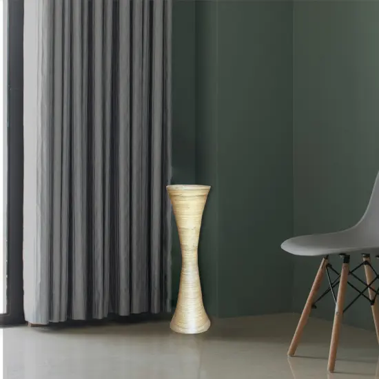 Decorative Modern Bamboo Display Floor Vase Hourglass Shape, 27 Inch Natural {4}