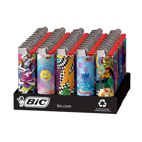 BIC Maxi Pocket Lighter, Special Edition Prismatic Collection, Assorted Unique Lighter Designs, 50 Count Tray of Lighters {2}