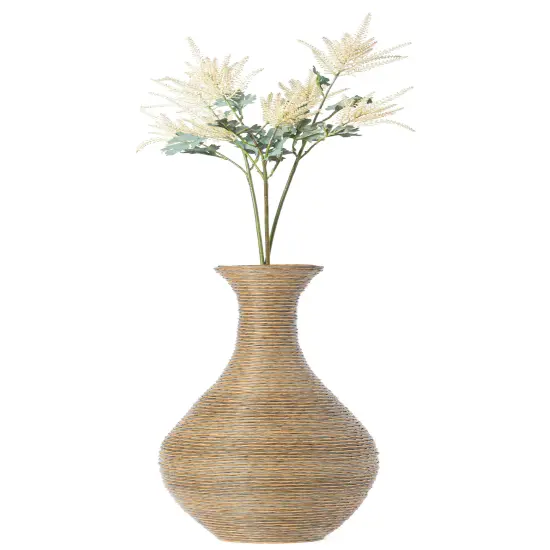 38-inch Tall Artificial Rattan Floor Vase in Elegant Beige - Statement Piece for Living Room Decor, Entryway, or Hallway - Versatile Home Accent for Dried or Silk Floral Arrangements {1}