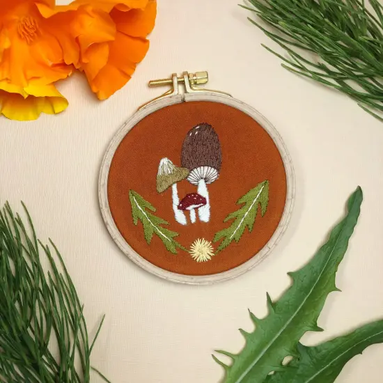 MCreativeJ Mushroom Trio - Intermediate Embroidery DIY Craft Kit {1}