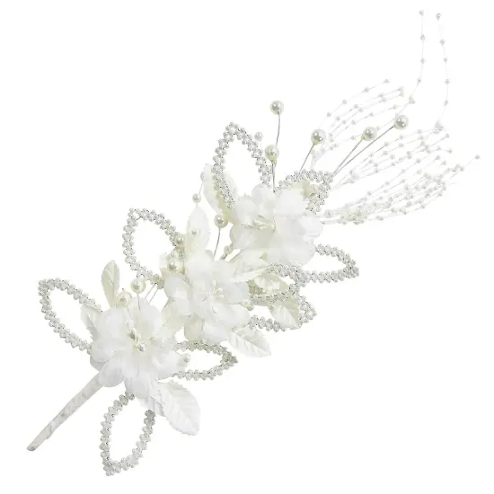 Vintage Bridal Cascade Flower Spray Ivory {1}