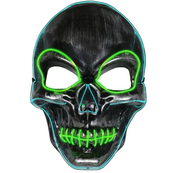 Light Up Costume Mask - Scary Glowing Face Mask with Lights for Masquerade Party and Festival Costumes {5}