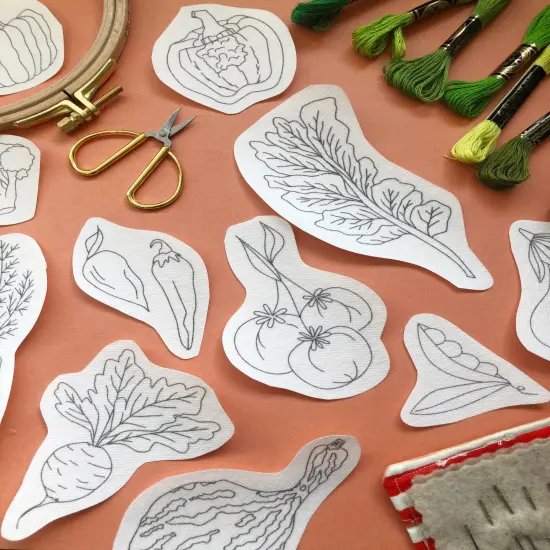 MCreativeJ Veggie Delight - Peel Stick and Stitch Hand Embroidery Patterns {3}