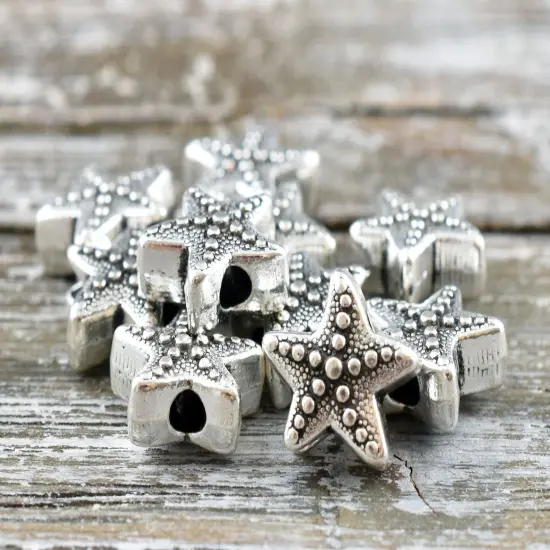 *50* 11mm Antique Silver Starfish Beads {1}