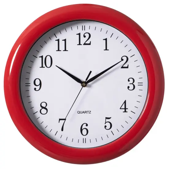 13.75 Inch Plastic Round Battery Operated Simple Modern Wall Clock - Office, ClassRoom, Livingroom, Dining Room, Bedroom and Kitchen Wall Decor {9}