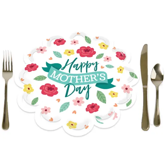 Big Dot of Happiness Colorful Floral Happy Mother's Day - We Love Mom Party Round Table Decorations - Paper Chargers - Place Setting For 12 {1}