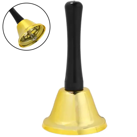 Gold Ringing Hand Bell - Loud Metal Handheld Ring Tea Bell for Calling Attention and Assistance {1}