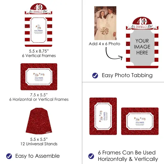 Big Dot of Happiness We Still Do - 40th Wedding Anniversary - Anniversary Party 4x6 Picture Display - Paper Photo Frames - Set of 12 {4}