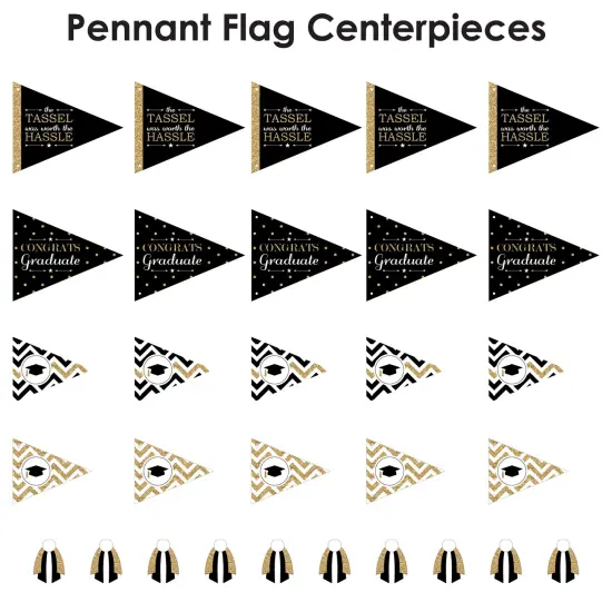 Big Dot of Happiness Tassel Worth The Hassle - Gold - Triangle Graduation Party Photo Props - Pennant Flag Centerpieces - Set of 20 {6}