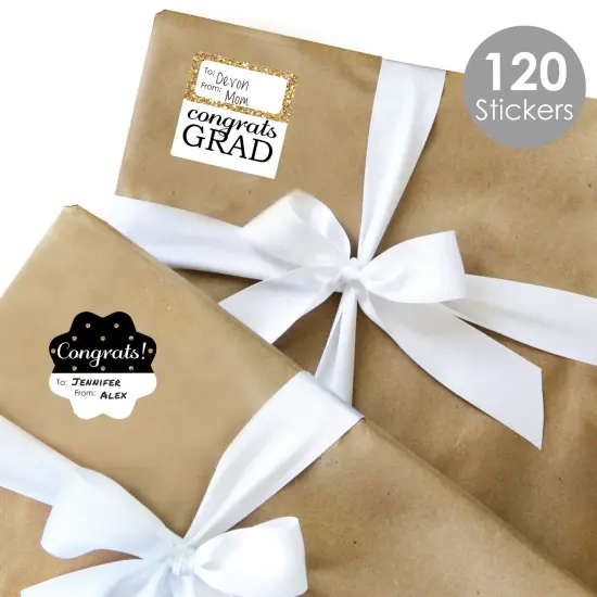 Big Dot of Happiness Tassel Worth The Hassle - Gold - Assorted Graduation Party Gift Tag Labels - To and From Stickers - 12 Sheets - 120 Stickers {3}