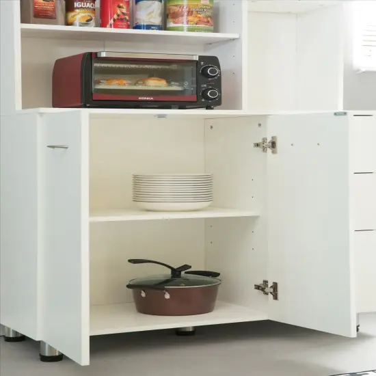 Kitchen Pantry Storage Cabinet with Doors and Shelves, White {4}
