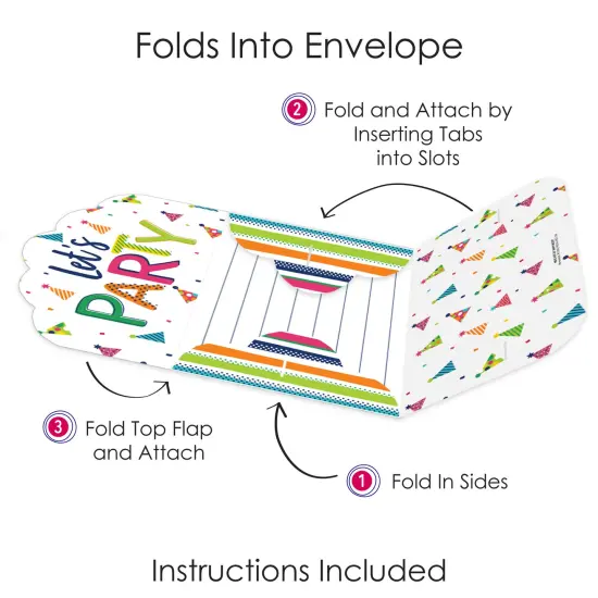 Big Dot of Happiness Cheerful Happy Birthday - Fill-In Cards - Colorful Birthday Party Fold and Send Invitations - Set of 8 {6}