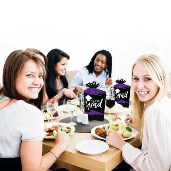 Big Dot of Happiness Purple Graduation Table Decorations - Party Fold and Flare Centerpieces - 10 Count {7}