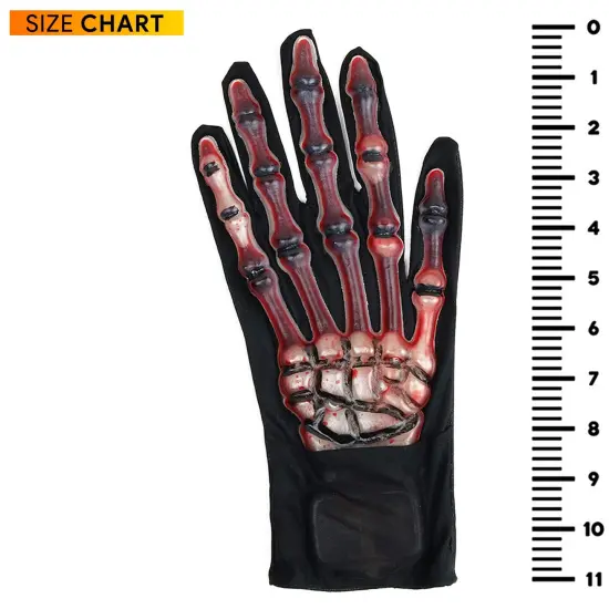 Blood Zombie Skeleton Gloves - Skeleton Hands with Realistic Blood Costume Accessories Gloves - 1 Pair {4}