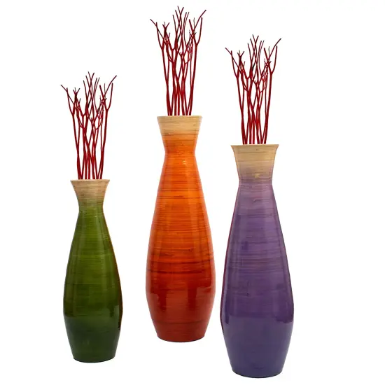 Uniquewise Classic Bamboo Floor Vase Handmade, For Dining, Living Room, Entryway, Fill Up With Dried Branches Or Flowers {7}