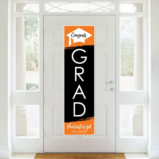 Big Dot of Happiness Orange Graduation Party Door Decoration - Vertical Banner {3}