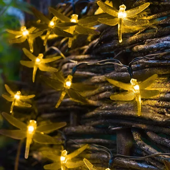 Perfect Holiday 30 LED Solar String Light Dragonfly Warm white {1}